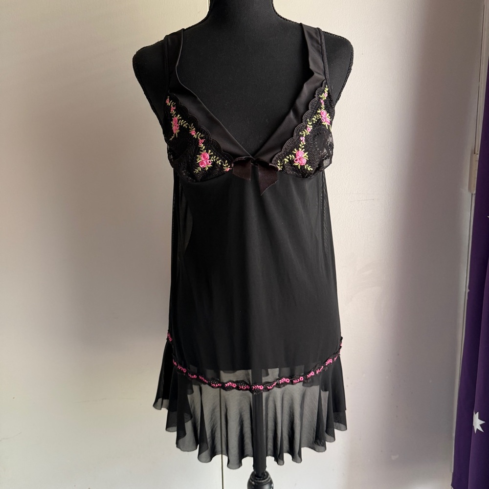 Shirley of Hollywood Black Whimsigoth Sheer Mesh Lingerie Women’s Size XL